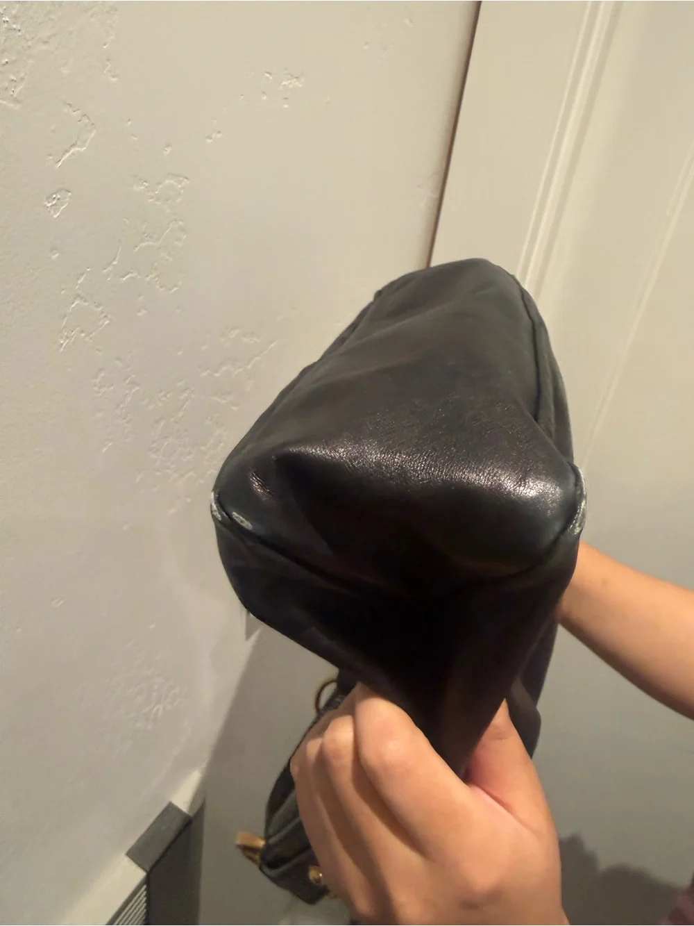 Authentic Gucci Black Leather Horsebit Hobo Bag Medium Vintage